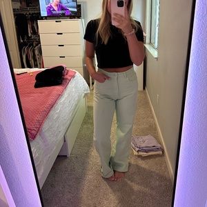 green jeans high waisted
